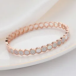 Designs & You Women American Diamond Rose Gold-Plated Bangle-Style Bracelet image 1