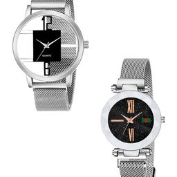 CSAMON Unisex Pack of 2 Textured Round Foldover Regular Analogue Watches-GR_1051-picture-23