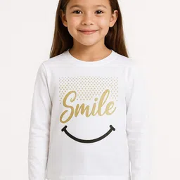 Vadahee Kids White Typography Printed Long Sleeves T-shirt-picture-22