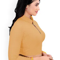 SS Sanket Synthetics Textured Dobby Zipper Full Sleeved Saree Blouse image 2