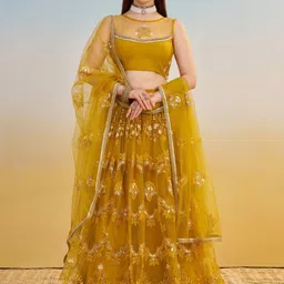 Zeel Clothing Embroidered Sequinned Semi-Stitched Lehenga & Blouse With Dupatta-picture-52