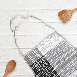 Aura Grey & White Lining Printed Waterproof Skin Friendly Soft Breathable Kitchen Apron image 3