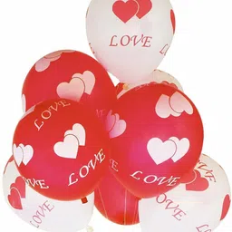 rozi decoration Printed Love and Heart Printed Balloons RED and White for Anniversary / Birthday / Party Decoration ( Pack of 50 ) LHP-50 Balloon image 3