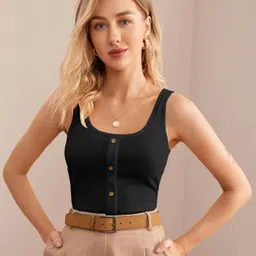 nalax designs Casual Sleeveless Solid Women Black Top-picture-10