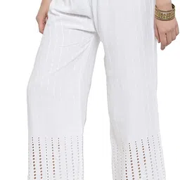 srisaras Women Relaxed White Viscose Rayon Trousers-picture-12