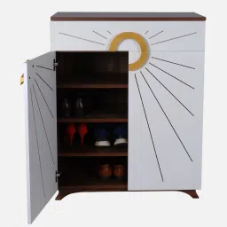 casacraft from pepperfry Aster 16-Pairs 2 Door Shoe Cabinet White Finish With Drawer image 5