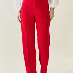 aayu Women Regular Fit Red Lycra Blend Trousers-picture-31