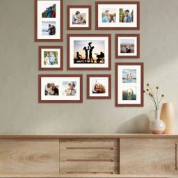 art street Madeline Set Of 9 Brown Synthetic Wood Collage Photo Frames-picture-32