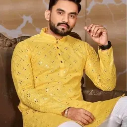 tasva fab Men Embroidered Cotton Blend Straight Kurta-picture-21