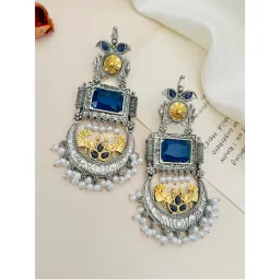 Abdesigns German Silver Plated Blue & White Earrings-picture-11