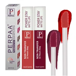 PERPAA Set of 2 Power Stay Liquid Matte Lipsticks 5ml Each - Red+Cherry Red image 4