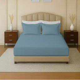 Mayfair Homes London 100 % Cotton 144TC King size Fitted Bedsheet Set with 2 pillow covers-image-69