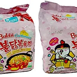 sam yang Samyang Buldak Carbo Hot Chicken Flavour Ramen Instant Korean Noodles - 130gm*10Pack (5Pack X 2 Combo) (Imported) image 1