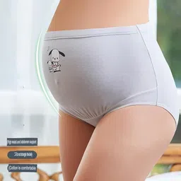 Ghelonadi Women's Maternity High Waist Underwear Pack of 2 Cotton Pregnancy Panties Smile Printing Belly Underpants Over Bump Briefs with Adjustable Drawstring image 4