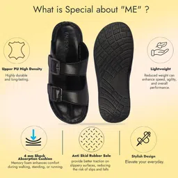 fausto Men's Open Toe Broad Feet Double Adjustable Strap Ethnic Kurta Slip On Sandals|Anti-Skid Sole Slippers|Memory Cushion Insole image 4