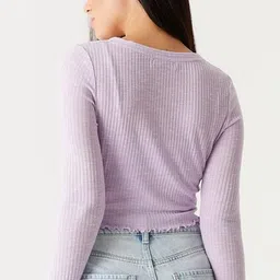 siyara V Neck Full Sleeve Button Ribbed Cardigan Without Inner image 2