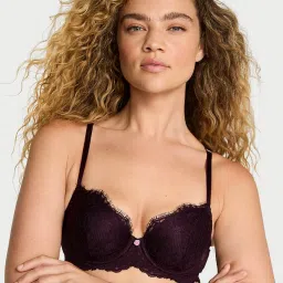 victoria's secret intimates Victoria's Secret Dream Angels Lace Lightly Lined Classic Coverage Demi Bra Purple image 1