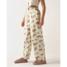Bewakoof Womens Cream All Over Printed Wide Leg Pyjamas-picture-13