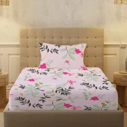 Urban Space Serene 200 Tc Cotton Bedsheets For Single Bed - Bloom Ray Rose Pink-picture-39