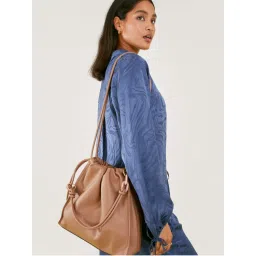 Accessorize London Womens Mink Ruched Large Shoulder Bag-image-98