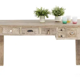 woodenmood Metro Solid Wood Study Table in Natural Finish image 3