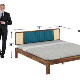 vintage home Boho Bliss Solid Wood King Size Non Storage Bed in Provincial Teak Finish image 5