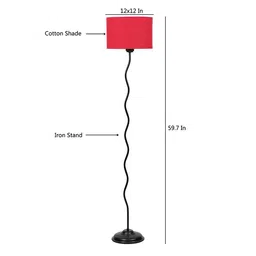 devansh Andre Black Cotton Shade Floor Lamp image 4