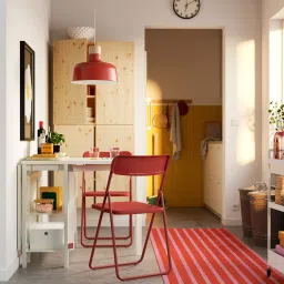 ikea vihals / vihals Table and 2 folding chairs, gateleg table white/red, 39/95/151x90 cm image 3