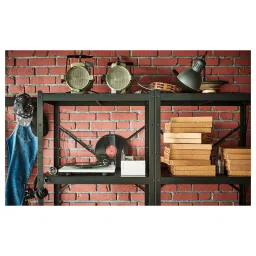 ikea bror Shelving unit, black, 254x40x190 cm image 4
