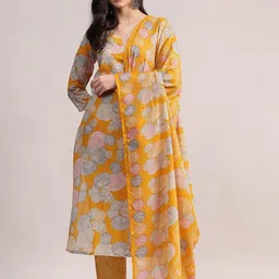 Aavyora Women Printed Regular Kurta with Trousers & With Dupatta-image-65