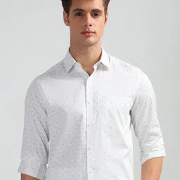 Arrow Geometric Printed Spread Collar Roll-Up Sleeves Regular Fit Pure Cotton Casual Shirt-image-55