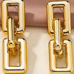 TheVineGirl Korean Golden Chunky Chain Link Drop Earrings For Women/Girls image 4