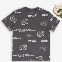 Pantaloons Junior Boys Black Cotton Round Neck Printed Tshirts-picture-18