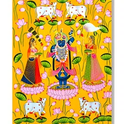 Indianara Yellow & Green 1 Piece Canvas Abstract Wall Paintings-picture-30