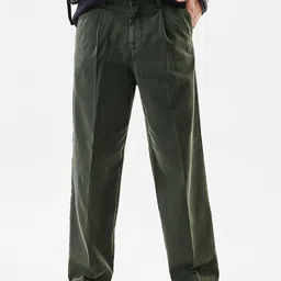 Snitch Men Green Cotton Mid-Rise Baggy Trouser-picture-34
