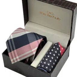 The Tie Hub Men Checkered Necktie with Houndstooth Pocket Square Gift Set image 4
