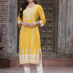 Juniper Women Ethnic Motifs Printed Flared Sleeves Sequinned Liva Kurta-image-63
