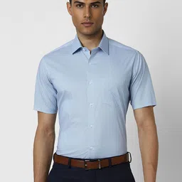 Van Heusen Men Spread Collar Micro Checked Cotton Slim Fit Formal Shirt-image-89