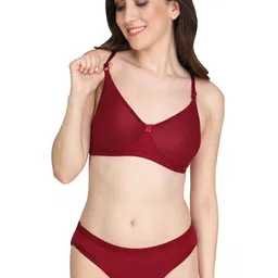 Liigne Pack Of 3 Solid Lightly Padded Non-Wired Pure Cotton Everyday Bra Lingerie Set image 3