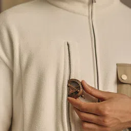 Andamen Men Stand Collar Solid Cotton Sherpa Jacket image 2