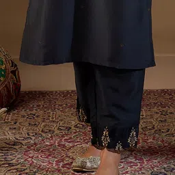 Indo Era Women Ethnic Motifs Embroidered Regular Thread Work Liva Kurta with Trousers & With Dupatta image 5