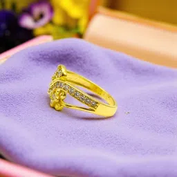 AccessHer Gold Plated AD-Studded Skin Friendly Floral & Heart Shaped Finger Ring image 4