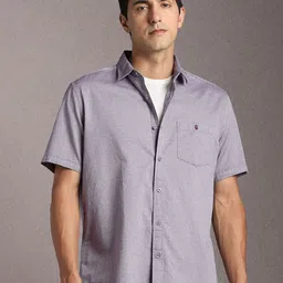 Louis Philippe Jeans Textured Spread Collar Pure Cotton Casual Shirt-image-72