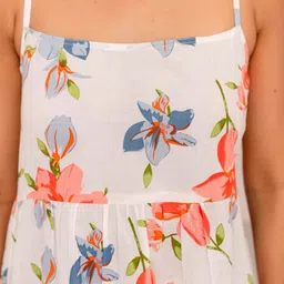 KALINI Floral Printed Shoulder Straps Sleeveless Pure Cotton Top With Shorts image 3