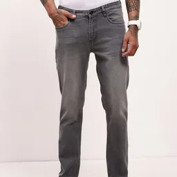 SHOWOFFFF Men Comfort Straight Fit Low-Rise Light Fade Acid Wash Stretchable Jeans image 5