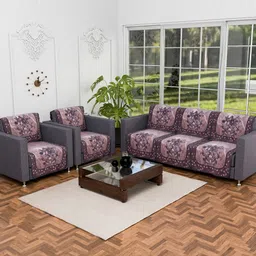 RUBOXA Brown & Grey Printed Cotton Sofa Cover-picture-34