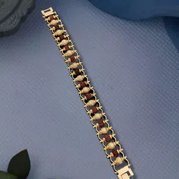 SOLIBELLE Men Wood Antique Gold-Plated Link Bracelet-picture-28