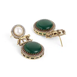 Priyaasi Gold Plated AD Studded & Pearls Beaded Jewellery Set image 3