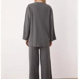 Trendyol Striped Round Neck Acrylic T-shirt With Trousers image 2