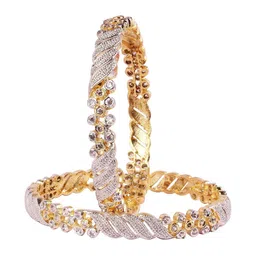 Shiv Jewels Set Of 2 Gold Plated Cubic Zirconia Studded Bangles-picture-32